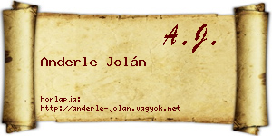 Anderle Jolán névjegykártya