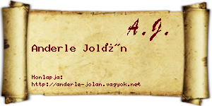Anderle Jolán névjegykártya