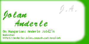 jolan anderle business card